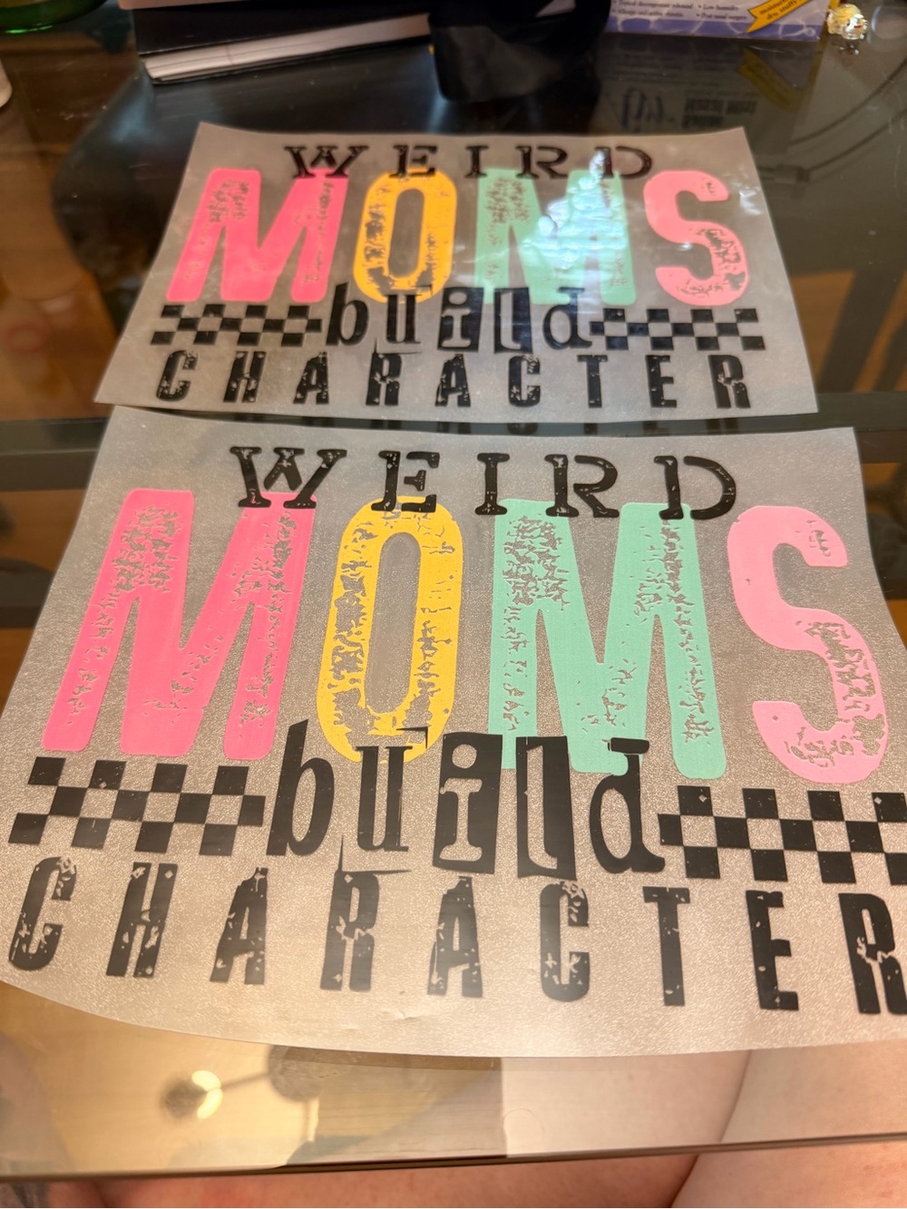Weird Moms Build Character Graphic iron-on Decal - Multicolor